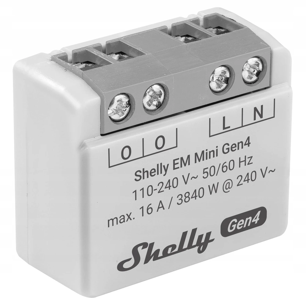 Shelly EM Mini Gen4 galios matuoklio modulis 16A (WiFi, Bluetooth, Zigbee, Matter)