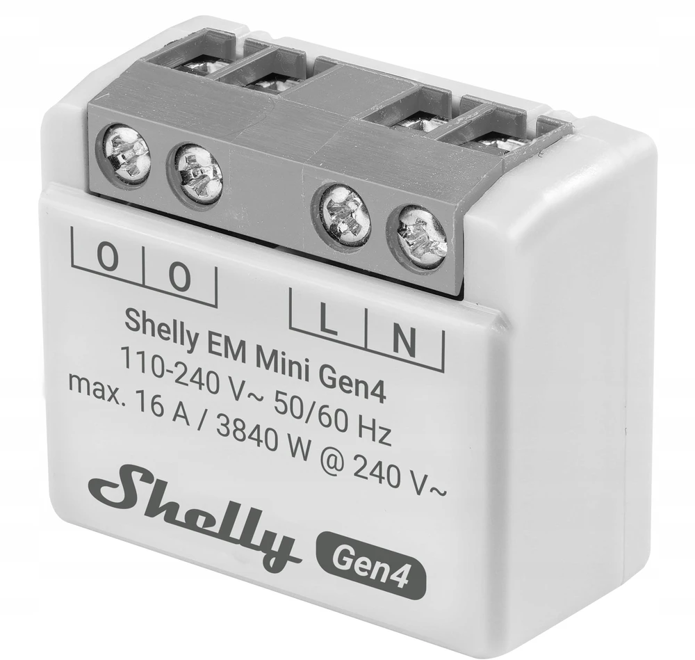 Shelly EM Mini Gen4 galios matuoklio modulis 16A (WiFi, Bluetooth, Zigbee, Matter)