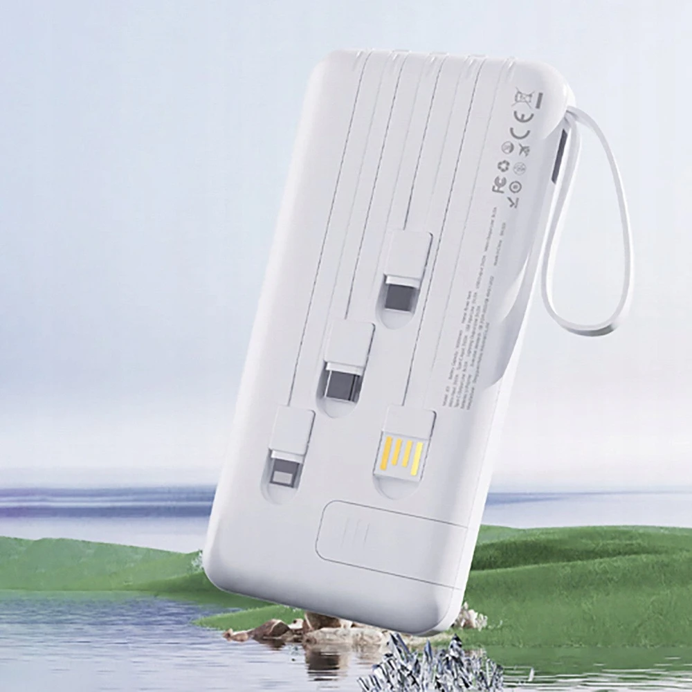 Dudao K11 10000mAh Powerbank su Built-in kabeliss – baltos spalvos