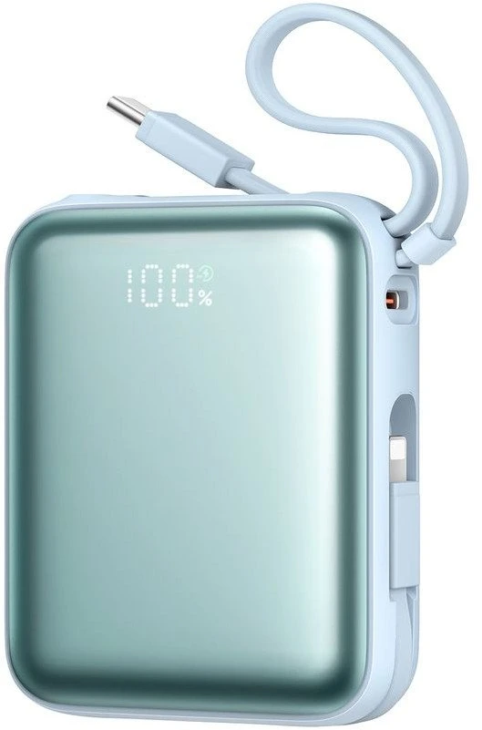 Joyroom JR-PBF27 22.5W 10000mAh Powerbank su dviem integruotais kabeliais – mėlynos spalvos