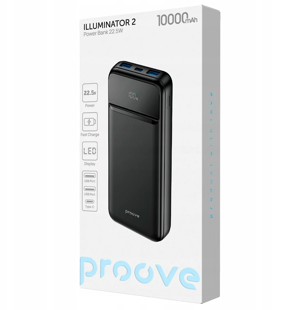 Nešiojamasis akumuliatorius PROOVE Illuminator 2 10000 mAh