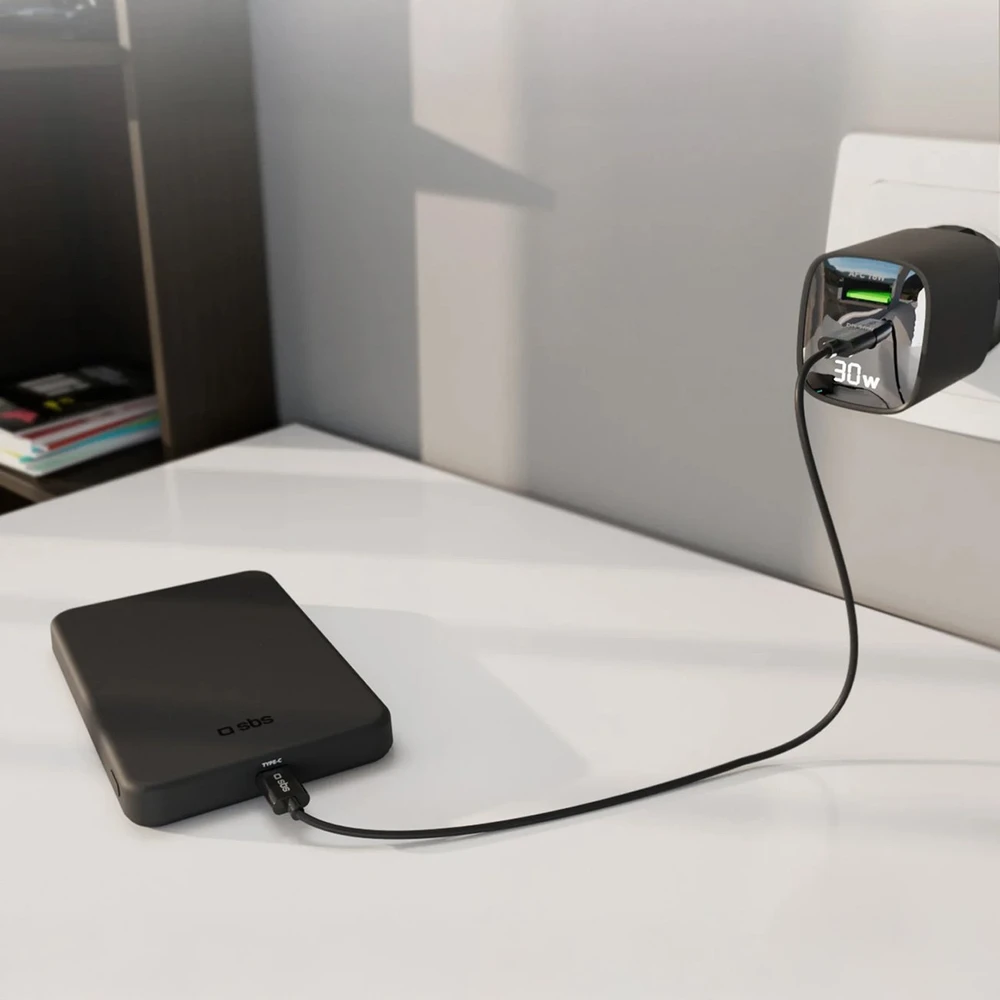 SBS Mag Power Qi2 5000 mAh išorinė baterija, suderinama su MagSafe - Juodas
