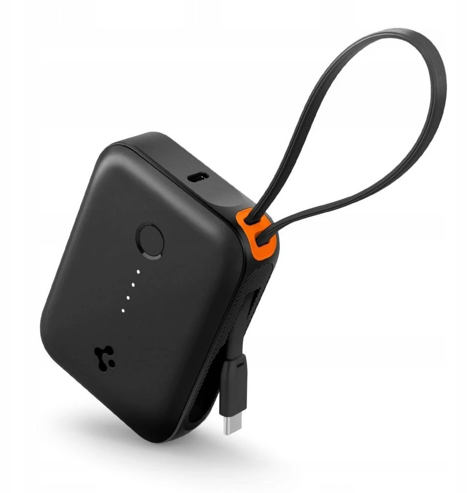 Spigen Essential 10,000 mAh 30W Power Bank (Built in Cable), juodas EA3010BT