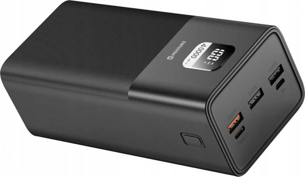 Išorinė baterija Swissten Power Line 40000mAh, juoda