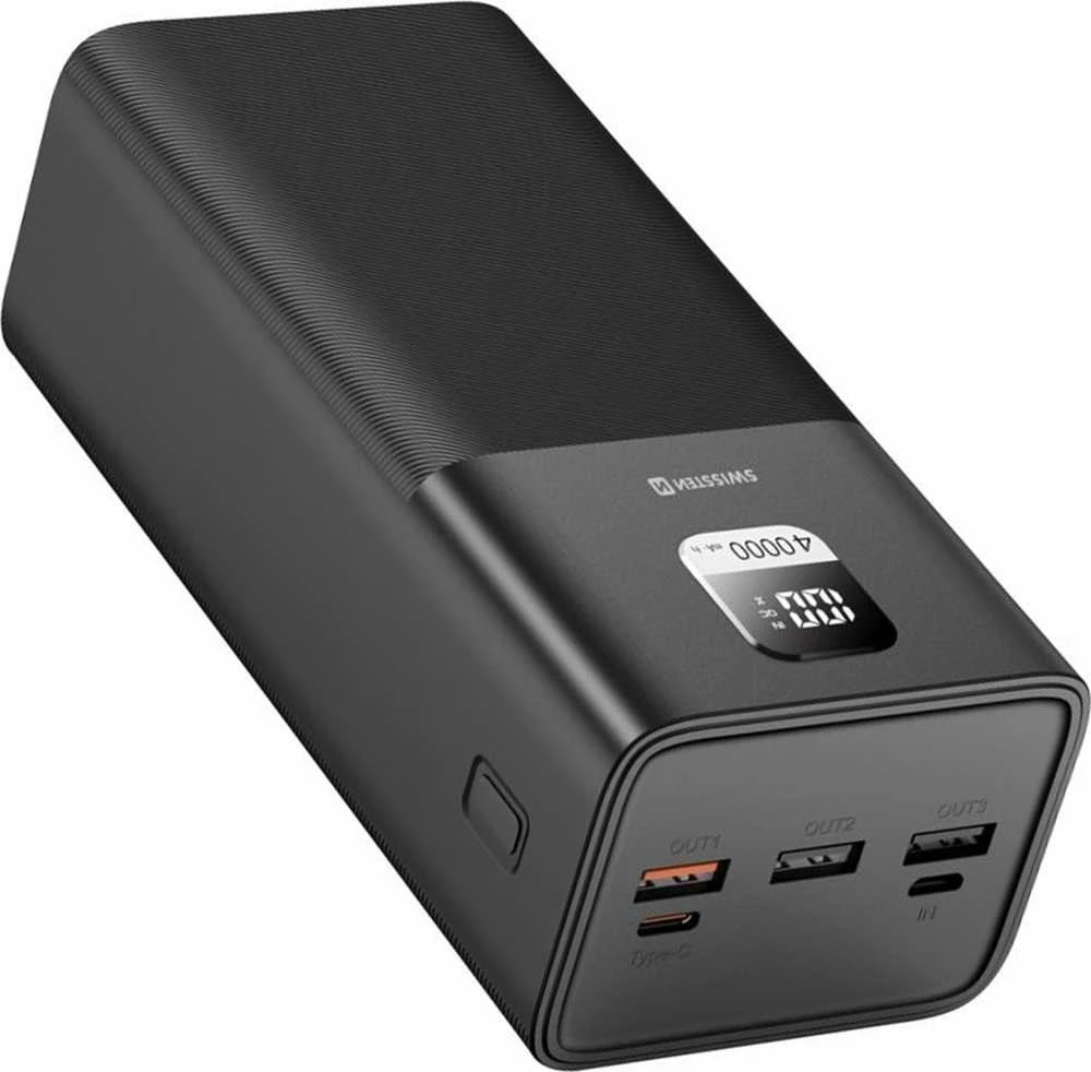 Išorinė baterija Swissten Power Line 40000mAh, juoda