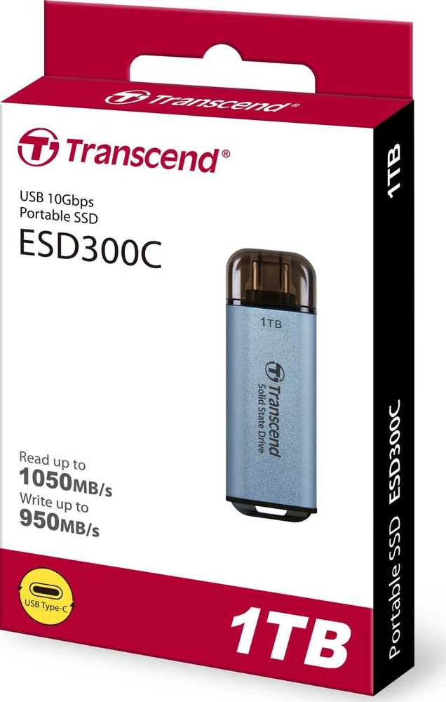 TRANSCEND ESD300C 1TB Išorinis kietasis diskas SSD USB 10Gbps Type C