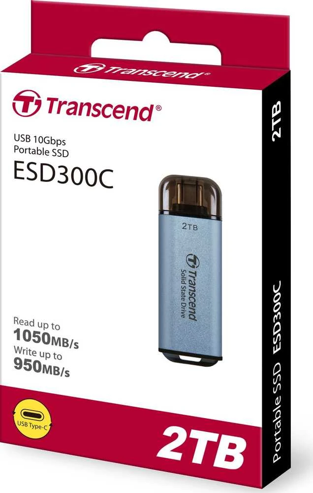 TRANSCEND ESD300C 2TB Išorinis kietasis diskas SSD USB 10Gbps Type C