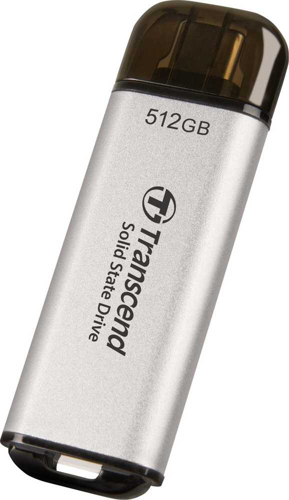Kietasis diskas TRANSCEND 512GB,USB EXTERNAL SSD, ESD300S, USB 10GBPS, TYPE C, Sidabrinis