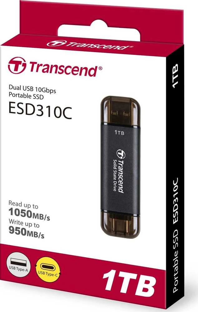 TRANSCEND ESD310C 1TB Išorinis kietasis diskas SSD USB 10Gbps Type C/A