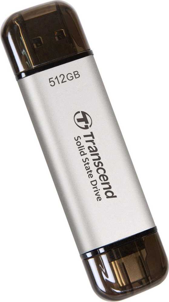 Kietasis diskas Transcend EXTERNAL SSD 512GB ESD310S USB - 10GBPS TYPE C/A Sidabrinis