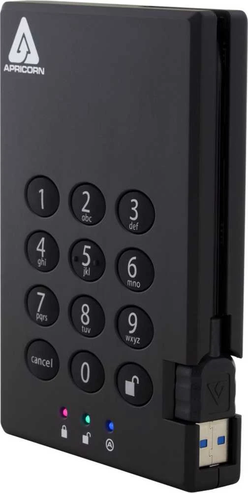 Kietasis diskas Dysk zewnętrzny HDD Apricorn Aegis Padlock 3.0 500GB Juodas (A25-3PL256-500)