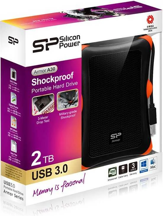 Kietasis diskas Silicon Power Armor A30 2TB 2.5", USB 3.1, Juodas