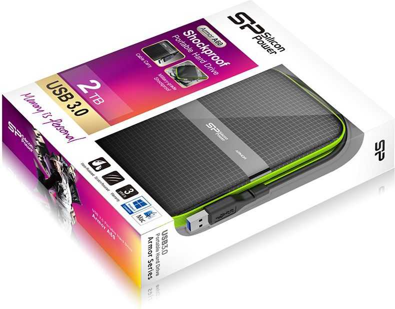 Kietasis diskas Dysk zewnętrzny HDD Silicon Power Armor A60 1TB Juodai-žalia (SP010TBPHDA60S3K)