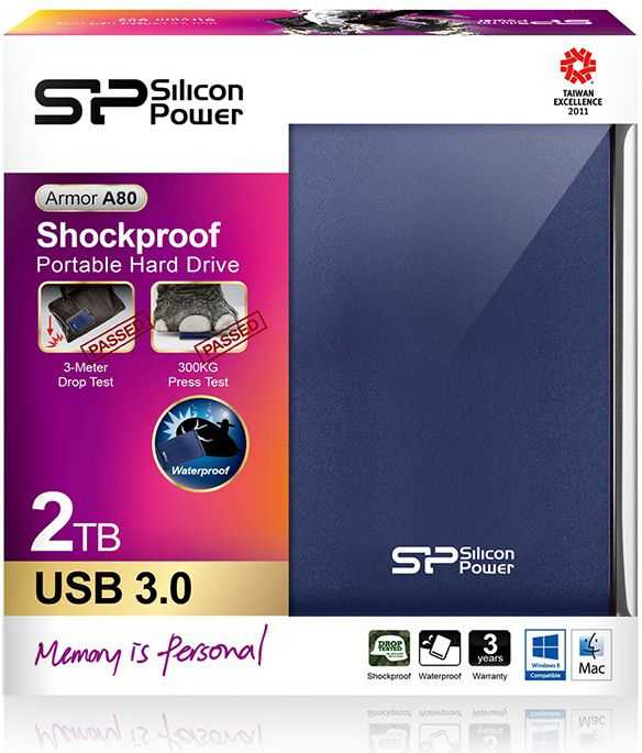 Kietasis diskas Išorinis HDD diskas Silicon Power Armor A80 2TB Mėlyna (SP020TBPHDA80S3B)