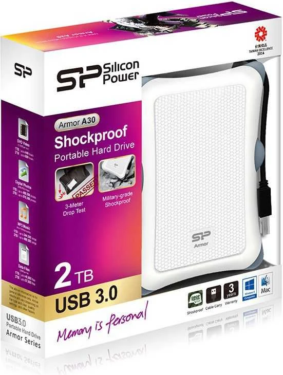Kietasis diskas Silicon Power Armor A30 2TB 2.5", USB 3.1, Baltas