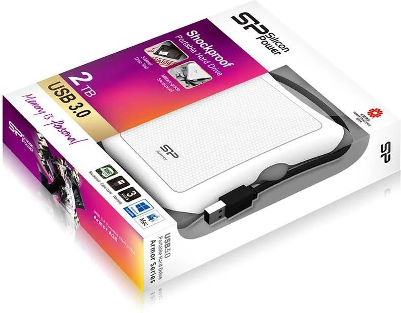 Kietasis diskas Silicon Power Armor A30 2TB 2.5", USB 3.1, Baltas