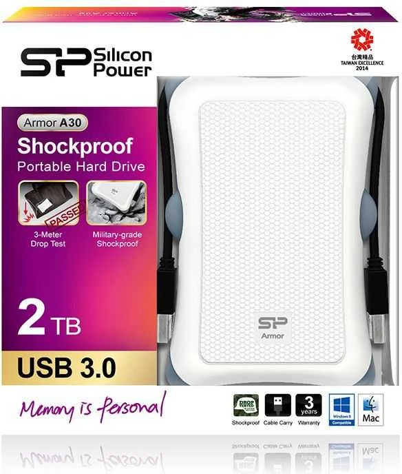 Kietasis diskas Silicon Power Armor A30 2TB 2.5", USB 3.1, Baltas