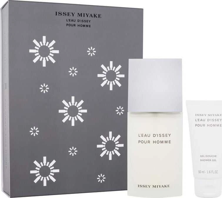 Kalėdinis rinkinys „Issey Miyake“: „L'Eau d'Issey“ tualetinis vanduo vyrams, 75 ml + „L'Eau d'Issey“ drėkinamasis dušo želė visiems odos tipams, 50 ml