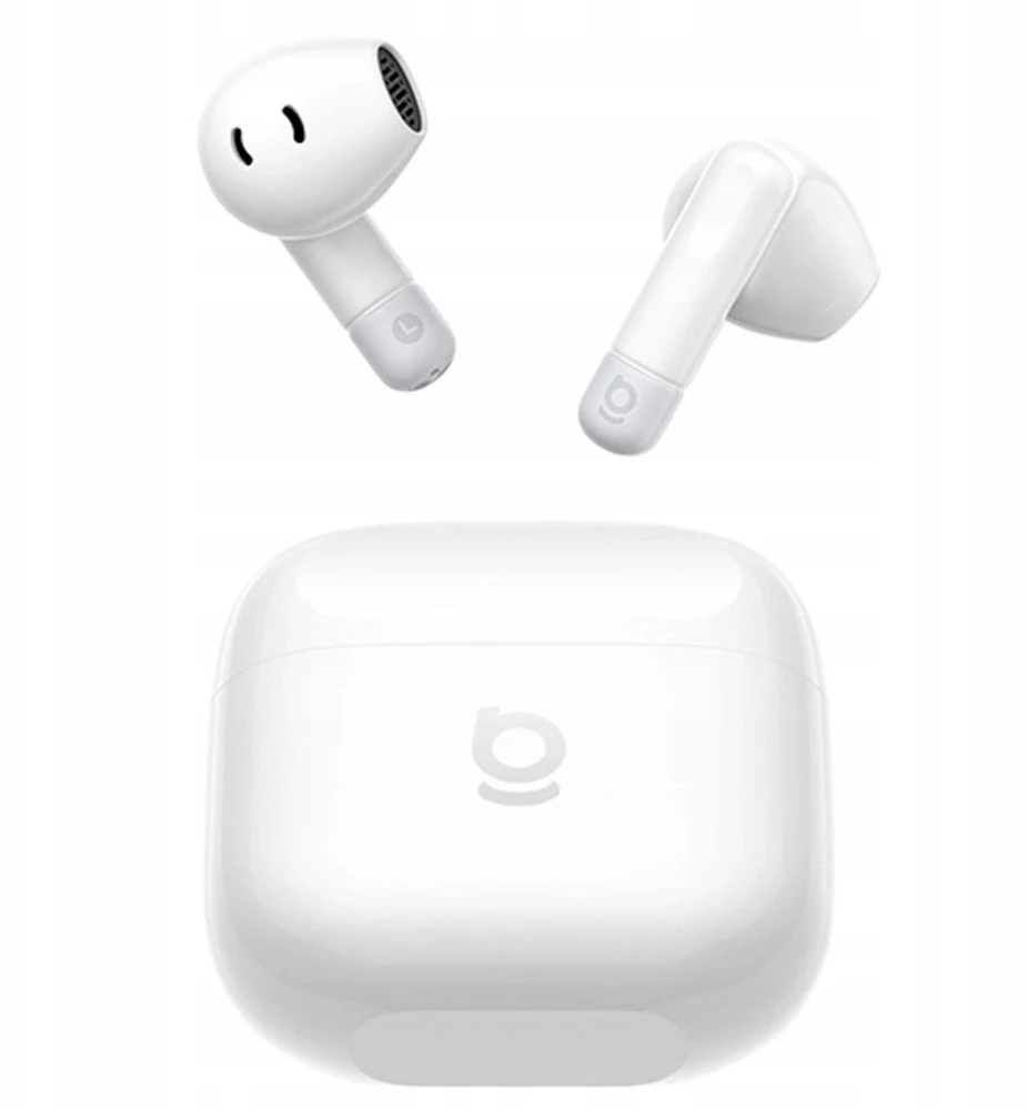Baseus Belaidės Bluetooth 6.0 ausinės Bass BS2 Lite su įkrovimo dėklu, baltos