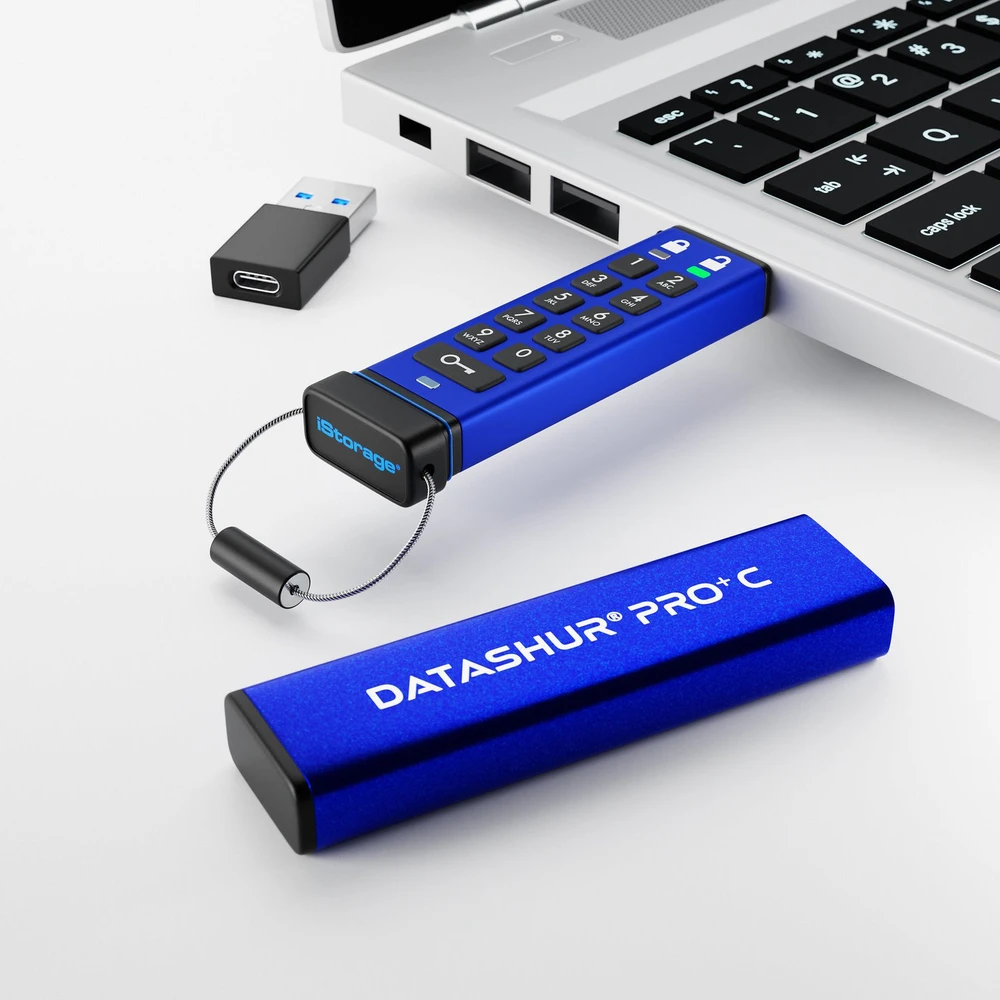 „iStorage datAshur PRO+C“ 256 GB mėlyna USB atmintinė (IS-FL-DA3C-256-256)