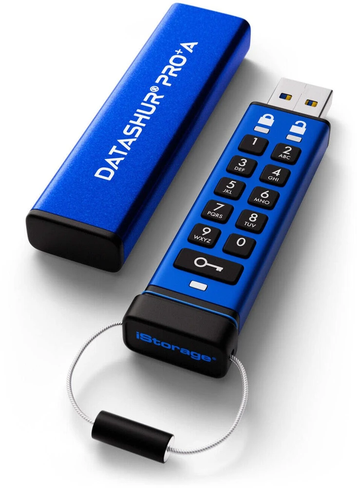 USB atmintinė iStorage datAshur PRO+A, 64 GB (IS-FL-DA3A-256-64)