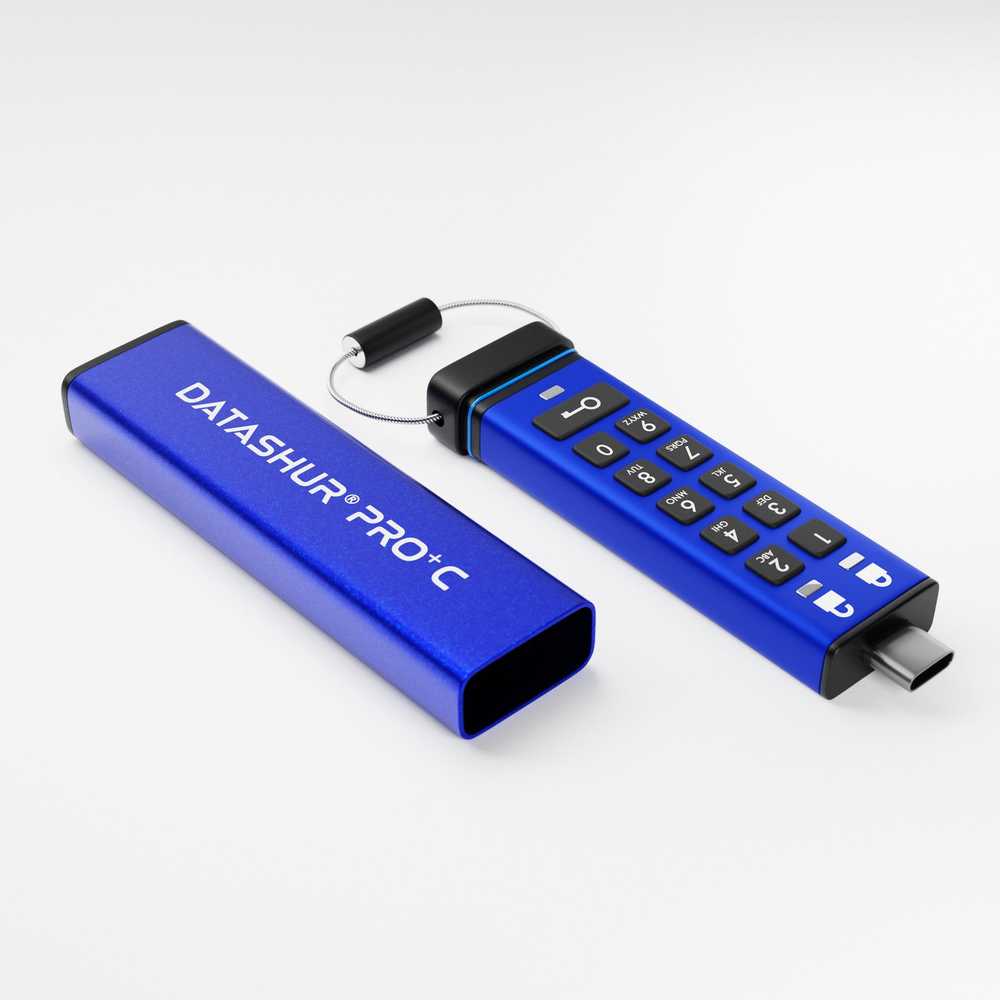 Pendrive iStorage datAshur PRO+C 512GB Mėlyna (IS-FL-DA3C-256-512)