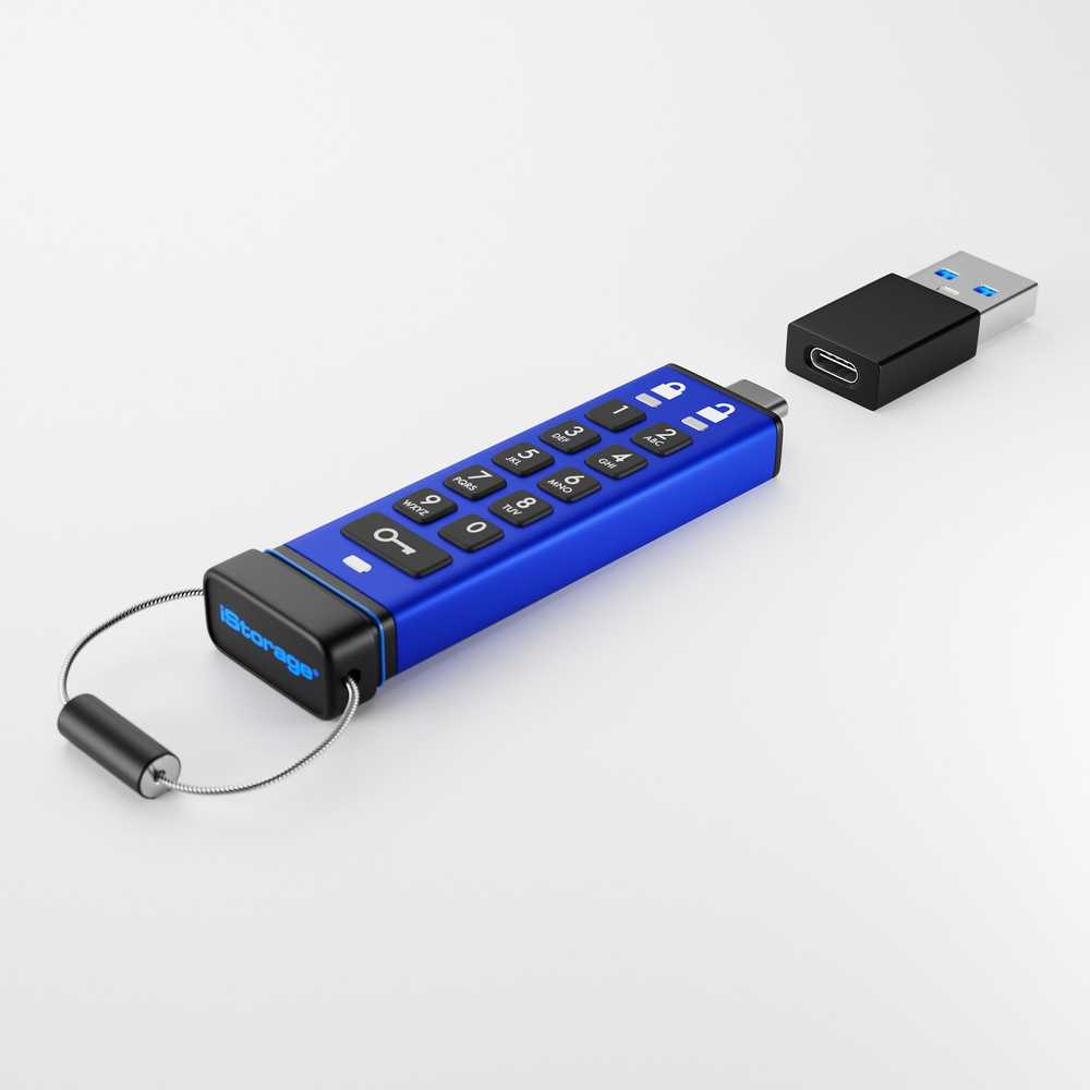 Pendrive iStorage datAshur PRO+C 512GB Mėlyna (IS-FL-DA3C-256-512)