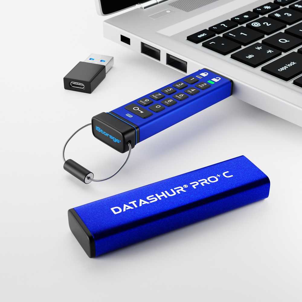 Pendrive iStorage datAshur PRO+C 512GB Mėlyna (IS-FL-DA3C-256-512)