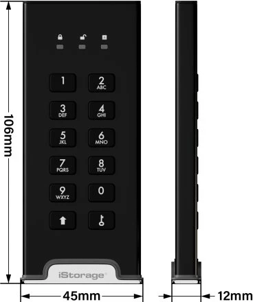 Išorinis SSD diskas iStorage diskAshur M2 PIN 1TB Juodas (IS-DAM2-256-1000)