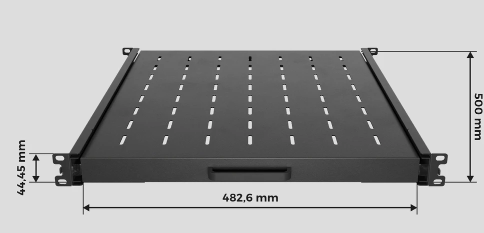Lanberg stumdoma lentyna 19 colių rack spintelėms 500mm 1U juoda