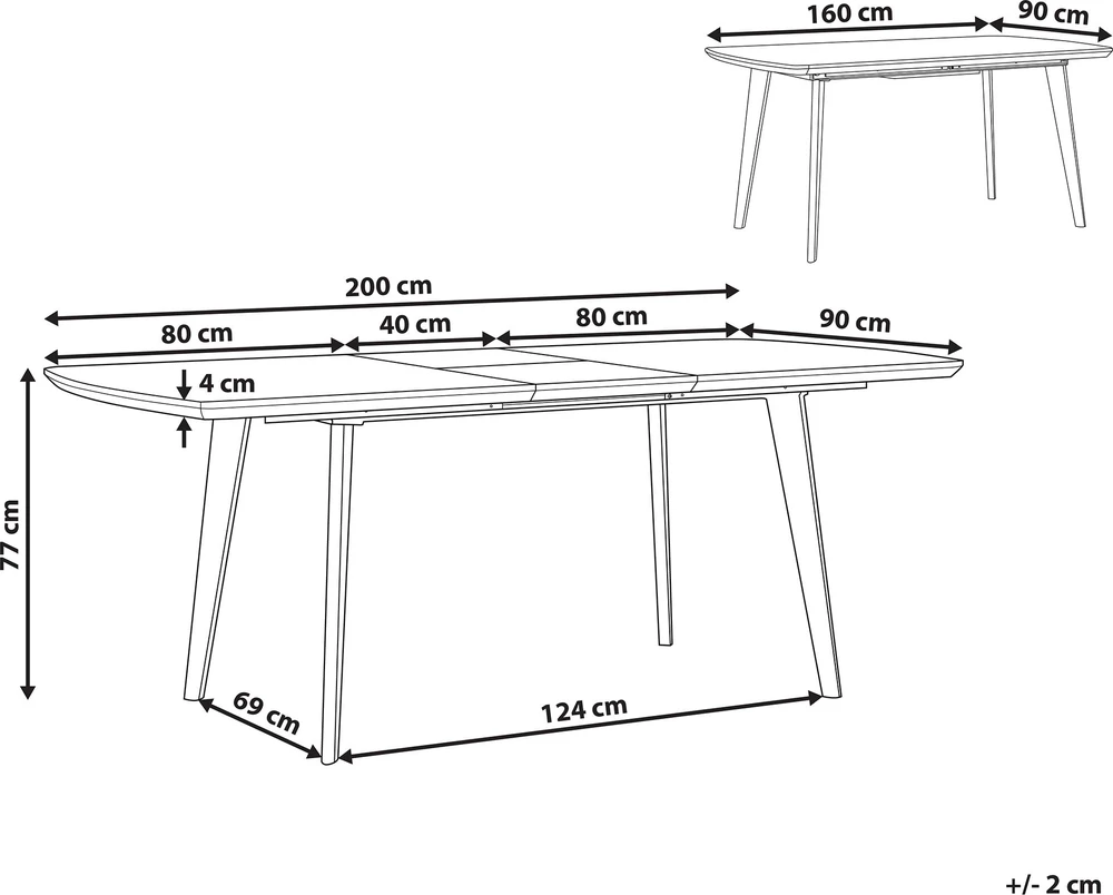 Beliani Išskleidžiamas valgomojo stalas MOSBY, marmuras / auksinė spalva, 160/200 cm, 90 cm