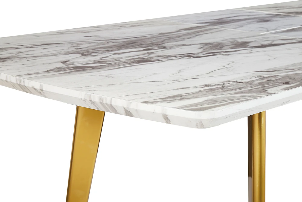 Beliani Išskleidžiamas valgomojo stalas MOSBY, marmuras / auksinė spalva, 160/200 cm, 90 cm
