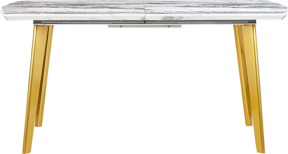 Beliani Išskleidžiamas valgomojo stalas MOSBY, marmuras / auksinė spalva, 160/200 cm, 90 cm