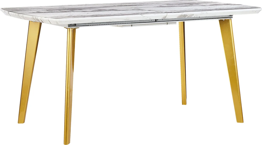 Beliani Išskleidžiamas valgomojo stalas MOSBY, marmuras / auksinė spalva, 160/200 cm, 90 cm