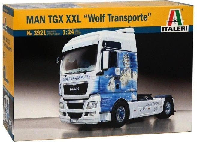 Italeri MAN TGX XXL Wolf Transporte 1/24 surenkamas sunkvežimio modelis