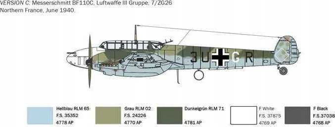 Italeri - Messerschmitt Bf 110 C Zerstörer, 1/72, 0049