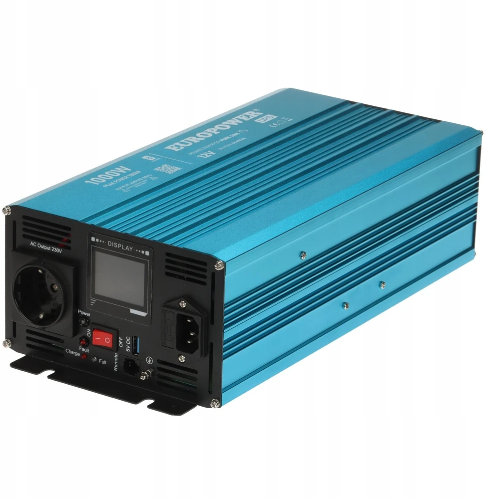 Europower 1000W įtampos keitiklis su skaitmeniniu ekranu