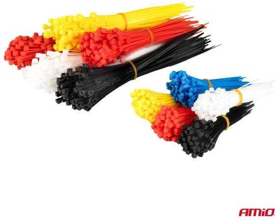 Plastikinių įvairiaspalvių kabelių raištelių rinkinys (1000 vnt. amio-04318)