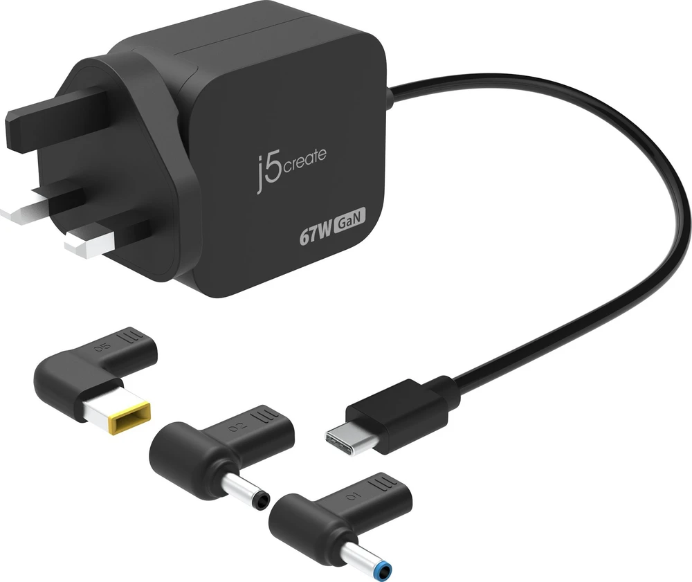 J5Create 67W GAN PD USB-C MINI ĮKROVIKLIS / SU 3 TIPŲ DC JUNGTIMIS - U