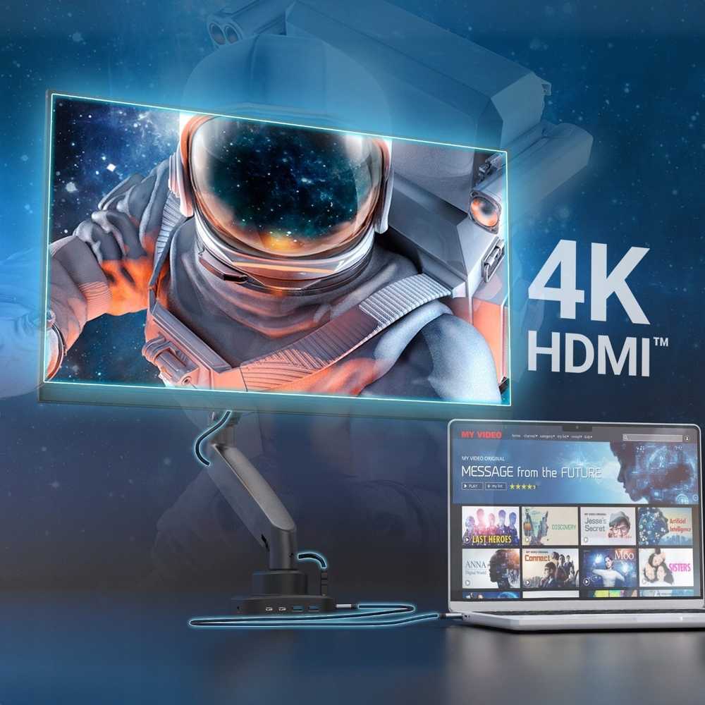 J5create - ergonomiškas monitoriaus laikiklis su doku