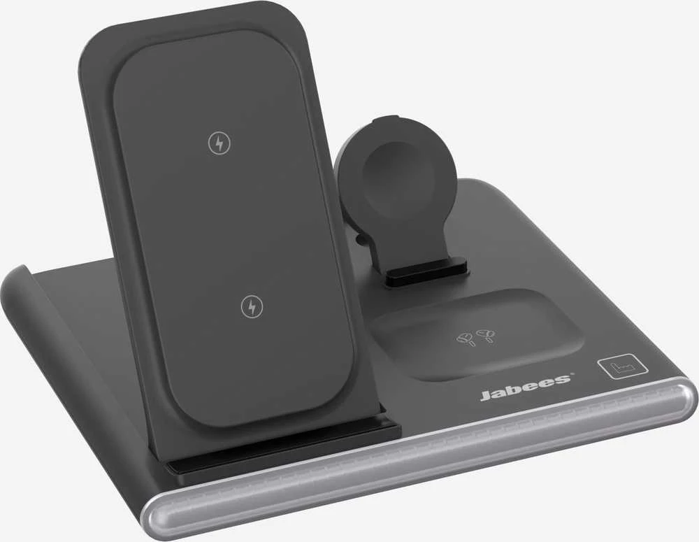 Įkroviklis Jabees PowerGlow 4w1 Qi na Telefonas Išmanusis laikrodis Ausinės Lampa LED Juodas (SB9618)