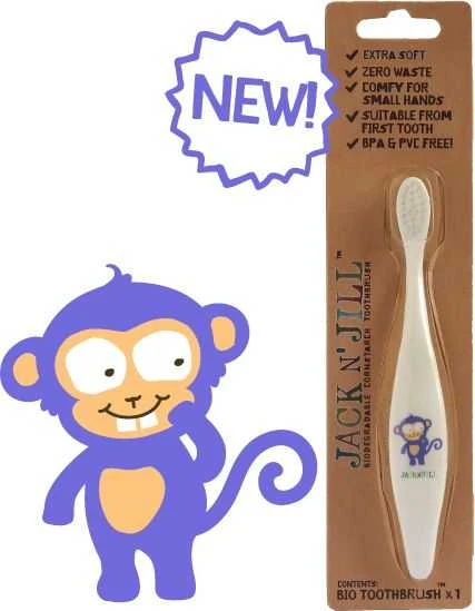 JACK N' JILL dantų šepetėlis Bio minkštas MONKEY