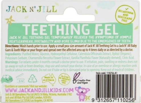 JACK N' JILL natūralus gelis dygstant dantukams, 15 g.