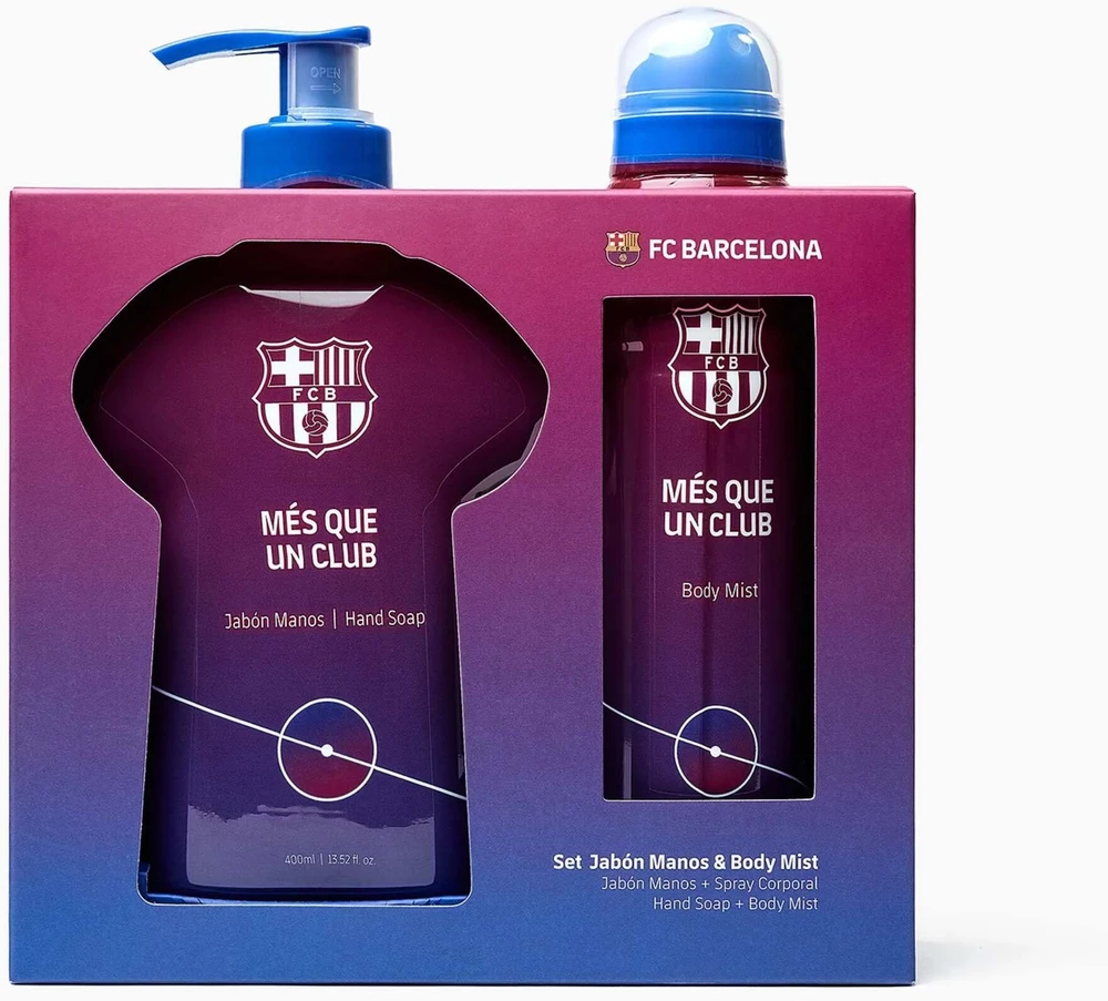 Jacques Bogart rinkinys FC Barcelona: FC Barcelona, skystas muilas rankoms, 400 ml + FC Barcelona, kvapnusis purškiklis vyrams, 180 ml