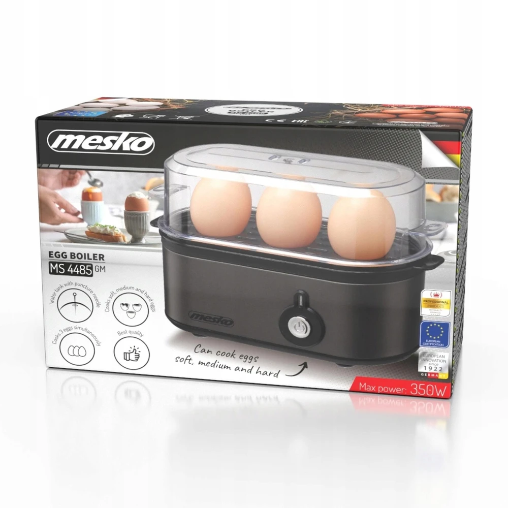 Mesko MS 4485 GM Jajowar na 3 jaja | automatinis | metalo sp. obudowa