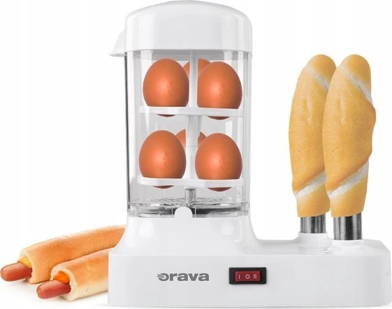 Jajowar Orava HM-03 dešrelių kepimo aparatas su kiaušinių kepimo priedu, 340 W, skirtas 6 dešroms, balta