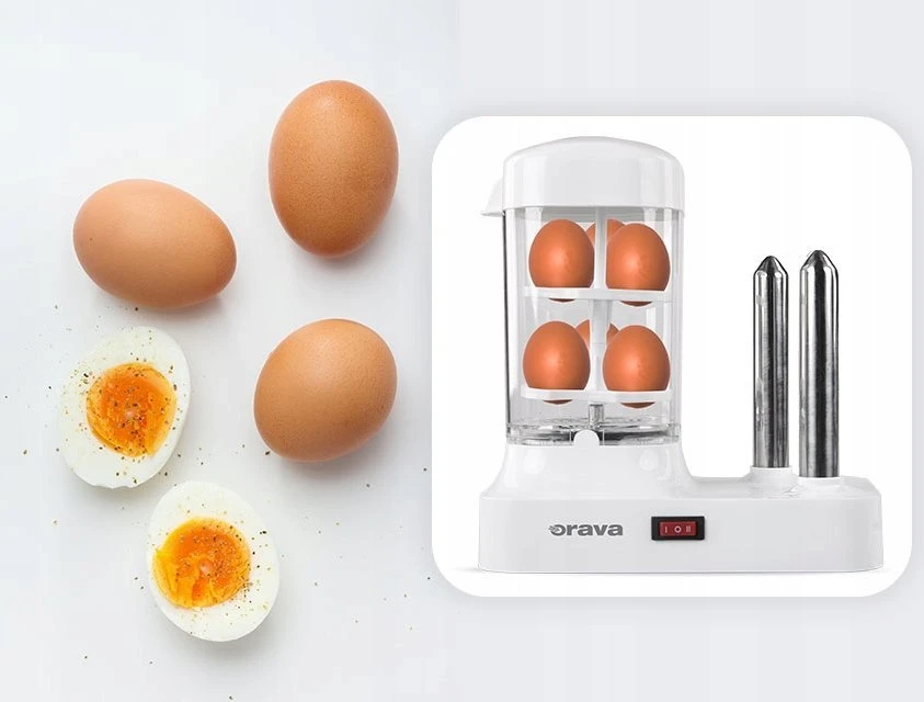 Jajowar Orava HM-03 dešrelių kepimo aparatas su kiaušinių kepimo priedu, 340 W, skirtas 6 dešroms, balta