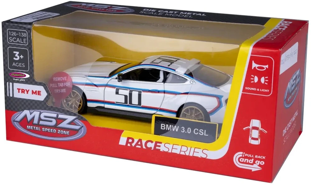 Jamara BMW 3.0 CSL 1:34 balta 3+