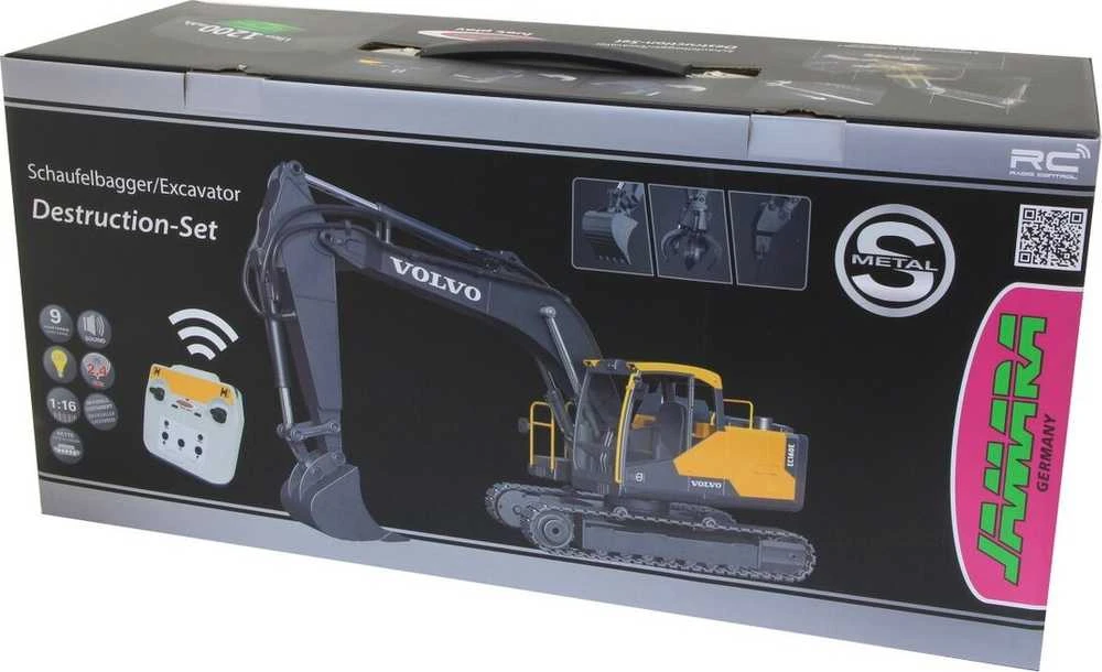Jamara ekskavatorius Volvo EC160E Metal 1:16 su su griebtuvu ir griovimo plaktuku