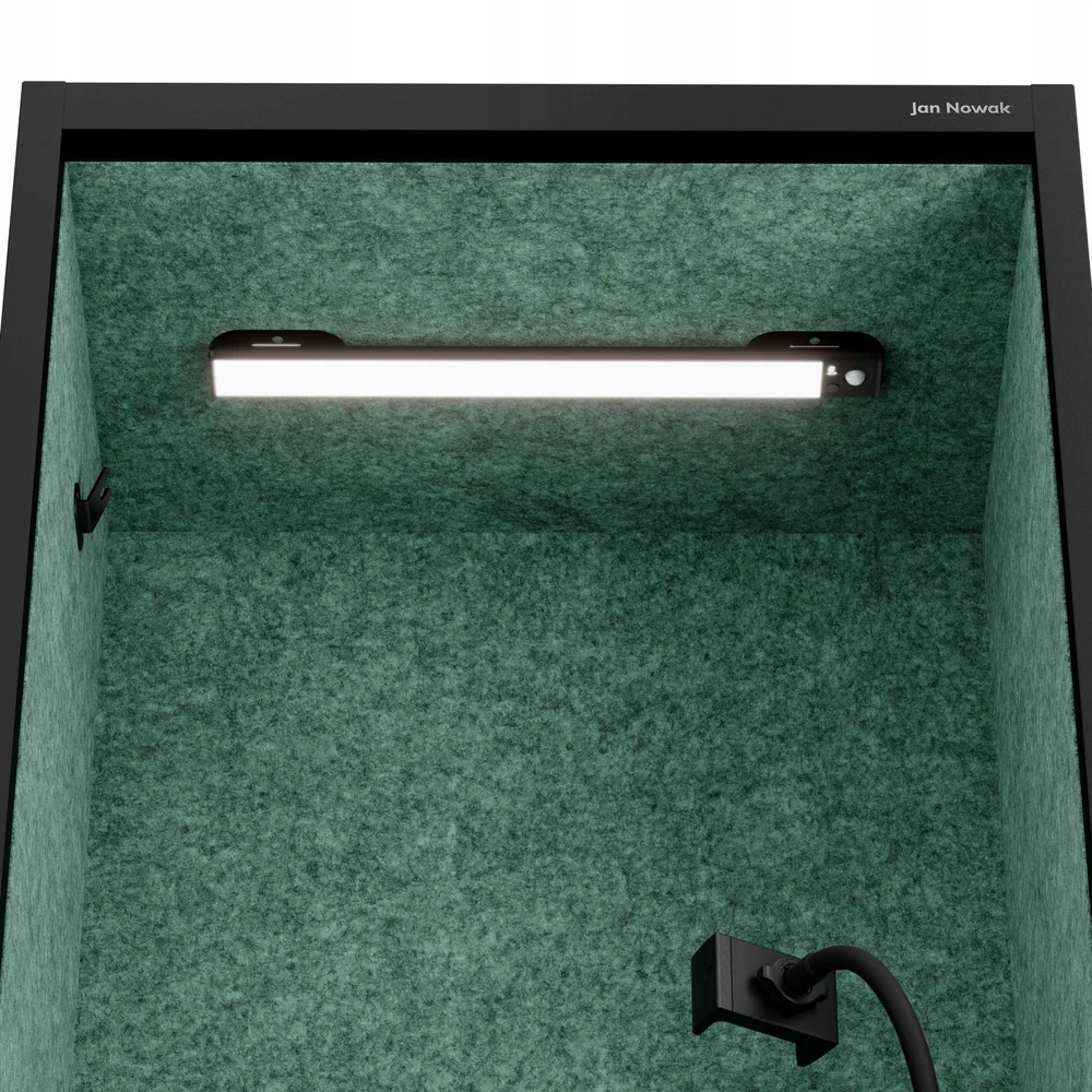 Jan Nowak Akustinė kabina SALLY MentalBox 600 mm – juodas korpusas, žalia sėdynė